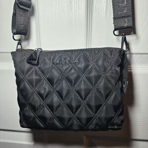 Nicole Miller Black Quilted Crossbody Lots Of Pockets